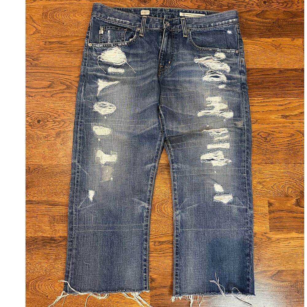 AG Adriano Goldschmied Ex Boyfriend Crop Distressed Jeans Women's 30R Denim